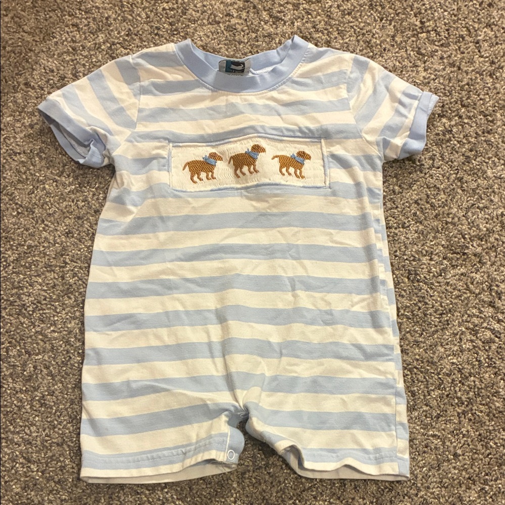 Smock It Like It’s Hot - Dog Embroidery Romper